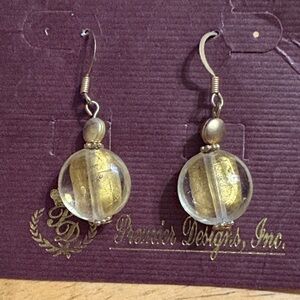 Premier Designs Clear and Gold Sphere Earrings